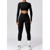  Жіночий фітнес костюм Leggings + Crop top model 55 (BLACK)